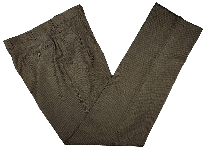 Luigi Bianchi Lubiam Suit 44L Brown Nailhead 3-button Wool VBC