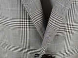 Luigi Bianchi Suit 47/48L Black/White Glen Plaid 2-button Wool/SIlk