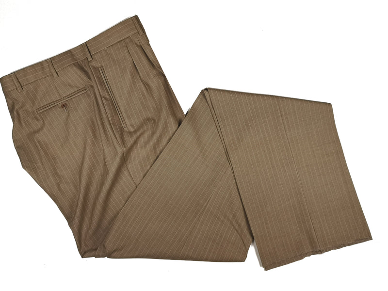 Luigi Bianchi Lubiam 3 Piece Suit 50L Tan Striped 3-button Wool VBC