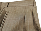 Luigi Bianchi Lubiam 3 Piece Suit 50L Tan Striped 3-button Wool VBC