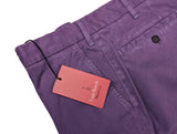 Luigi Bianchi  Trousers 34, Purple twill Flat front Tailored fit Cotton