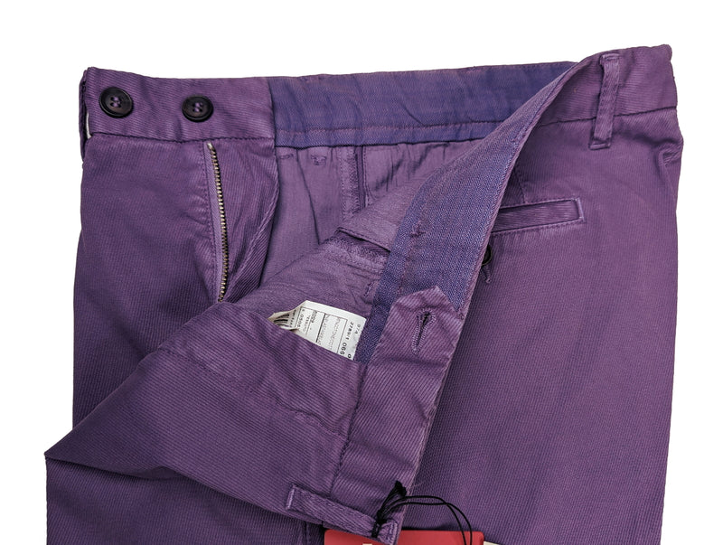 Luigi Bianchi  Trousers 34, Purple twill Flat front Tailored fit Cotton