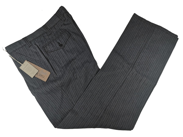 LBM 1911 Trousers 36, Blue-Grey Pinstripes Flat front Full Leg Cotton blend