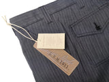 LBM 1911 Trousers 36, Blue-Grey Pinstripes Flat front Full Leg Cotton blend