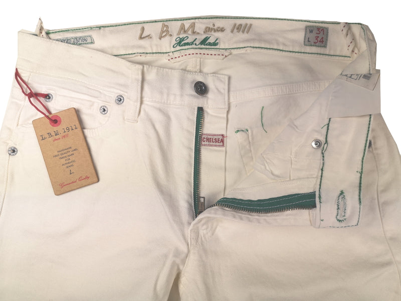 LBM 1911 Jeans 32 White Denim Straight fit Cotton/Lycra