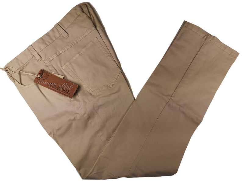 LBM 1911 Trousers 34 Beige Flat front Straight Leg Cotton