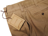 ???LBM 1911 Trousers 32 Tan Flat front Straight Leg Brushed Cotton