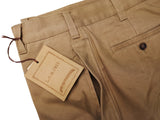 LBM 1911 Trousers 35 Tan Flat front Straight Leg Brushed Cotton