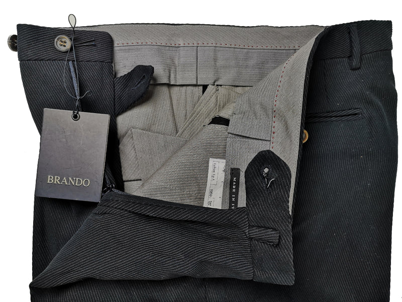 LBM 1911 Brando Trousers 31/32 Black Flat front Tapered Leg Cotton Twill