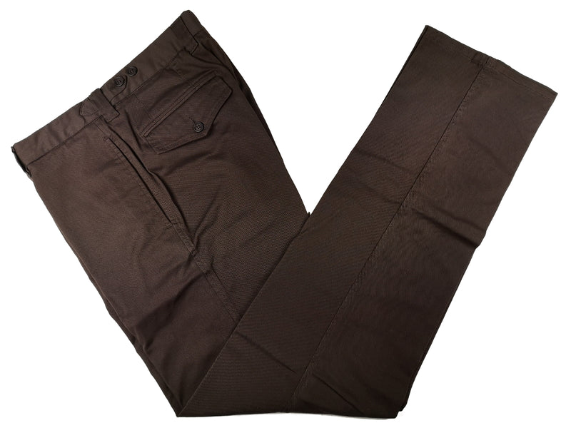 LBM 1911 Trousers 32 Brown Flat front Straight fit Cotton