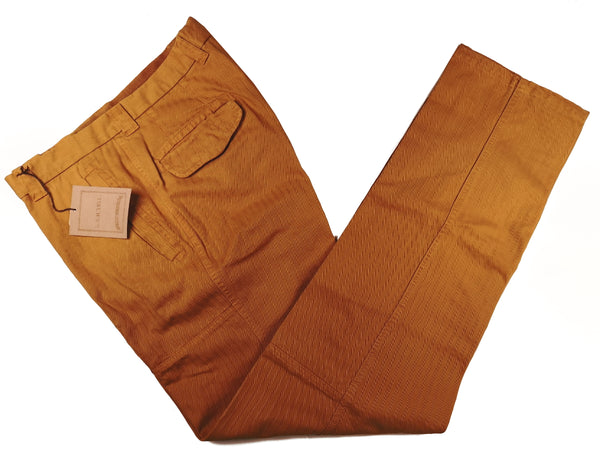 LBM 1911 Trousers 34 Faded Orange Herringbone Flat front Straight fit Cotton