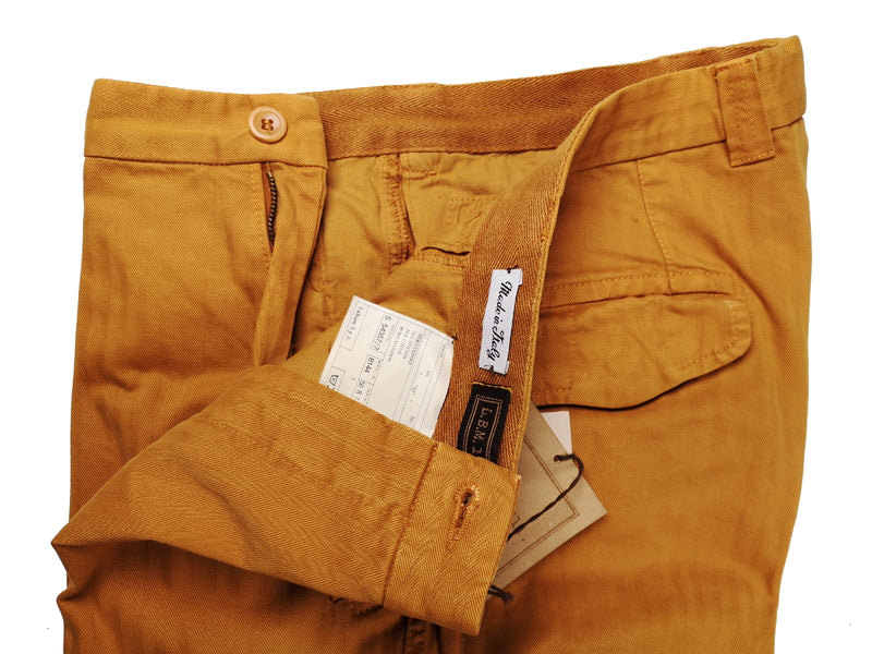 LBM 1911 Trousers 35/36 Faded Orange Herringbone Flat front Straight fit Cotton
