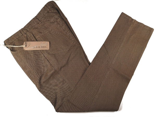 LBM 1911 Jeans 34 Light Brown Herringbone Flat front Straight fit Cotton blend