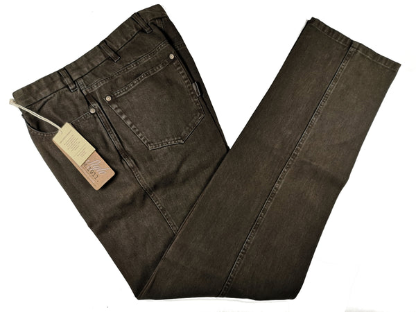 LBM 1911 Jeans 34 Washed Brown Denim Flat front Straight fit Cotton