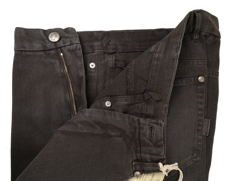 LBM 1911 Jeans 34 Washed Brown Denim Flat front Straight fit Cotton
