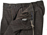 LBM 1911 Trousers 35/36 Dark Brown Plaid Flat front Full Leg Cotton blend