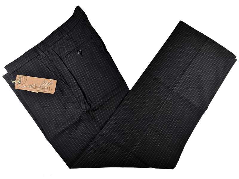 LBM 1911 Trousers 36/37 Dark Navy Blue Pinstripes Flat front Full Leg Cotton blend