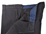 LBM 1911 Trousers 36/37 Dark Navy Blue Pinstripes Flat front Full Leg Cotton blend