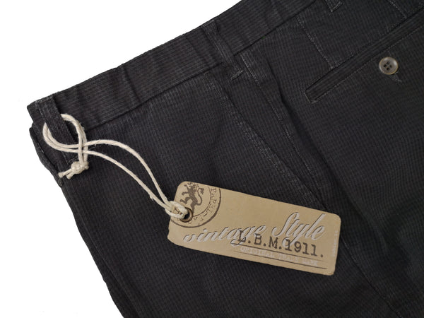 LBM 1911 Trousers 35/36 Charcoal Grey Micro Check Flat front Full Leg Cotton blend