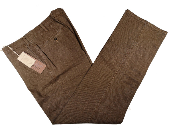LBM 1911 Trousers 36/37 Golden Brown Plaid Flat front Full Leg Cotton Blend