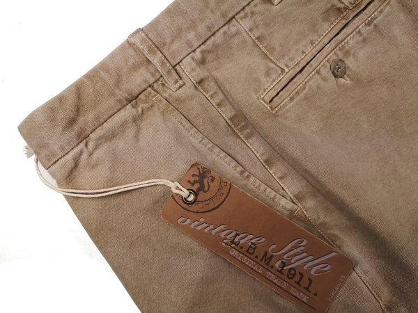 LBM 1911 Trousers 33/34 Washed Tan Pleated front Full Leg Cotton Canvas