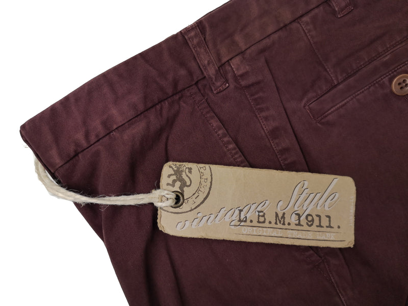 LBM 1911 Trousers 36/37 Washed Burgundy Flat front Full Leg Cotton Stretch