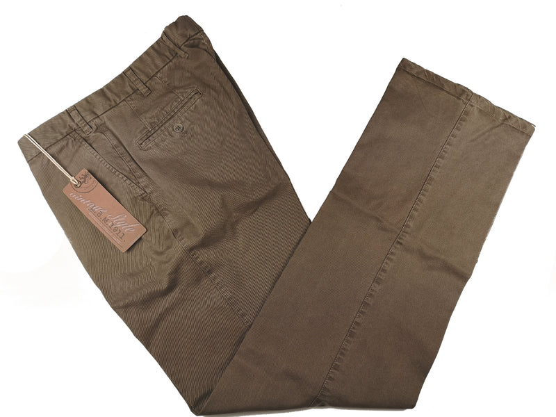 LBM 1911 Trousers 35 Washed Taupe Brown Pleated front Full Leg Cotton/Lycra