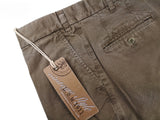 LBM 1911 Trousers 35 Washed Taupe Brown Pleated front Full Leg Cotton/Lycra