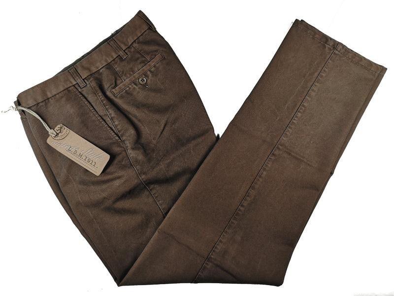 LBM 1911 Trousers 33/34 Washed Iridescent Brown Flat front Full Leg Cotton Blend