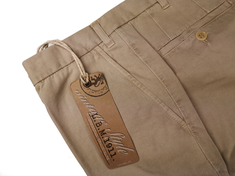 LBM 1911 Trousers 36 Faded Beige Flat front Full Leg Cotton Canvas
