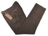 LBM 1911 Trousers 32/33 Washed Brown Plaid Flat front Straight Leg Cotton blend