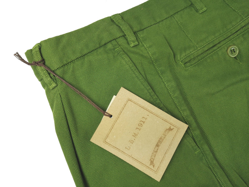 LBM 1911 Trousers 32 Grass Green Pleated front Straight Leg Cotton