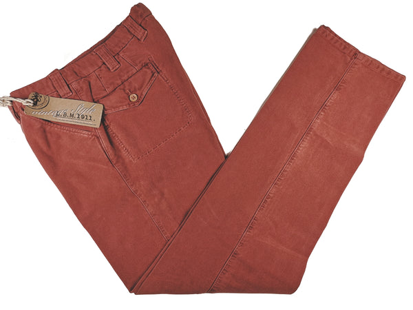 LBM 1911 Trousers 35/36 Terracotta Flat front Straight Leg Cotton Moleskin