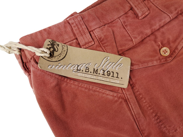 LBM 1911 Trousers 35/36 Terracotta Flat front Straight Leg Cotton Moleskin