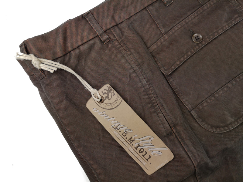 LBM 1911 Trousers 34/35 Brown Flat front Straight Leg Cotton Twill