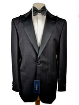 Lubiam Luigi Bianchi Tuxedo 40R Black Shadow Striped 1-button Cerruti wool