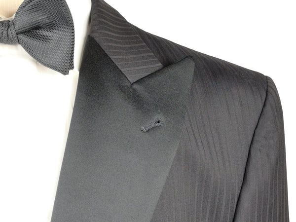 Lubiam Luigi Bianchi Tuxedo 40R Black Shadow Striped 1-button Cerruti wool