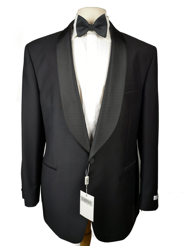Lubiam Luigi Bianchi Tuxedo 42R Black 1-button Shawl Loro Piana 120's Wool