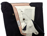 Loro Piana Trousers 35/36 Navy Single Pleat Cotton Corduroy