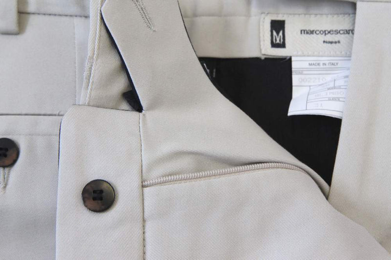 Marco Pescarolo Trousers: 30/31, Dull khaki, flat front, cotton/elastane