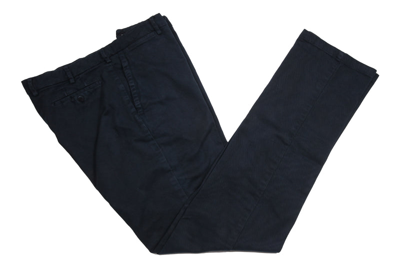 Marco Pescarolo Trousers: 36 Navy blue Flat front Heavy cotton