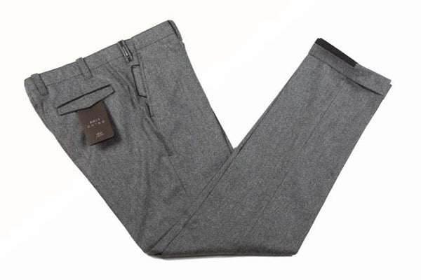 PT01 Trousers: 38, Mid Grey with Brown trim, flat front, Pure wool