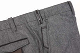 PT01 Trousers: 38, Mid Grey with Brown trim, flat front, Pure wool