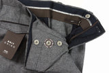 PT01 Trousers: 38, Mid Grey with Brown trim, flat front, Pure wool