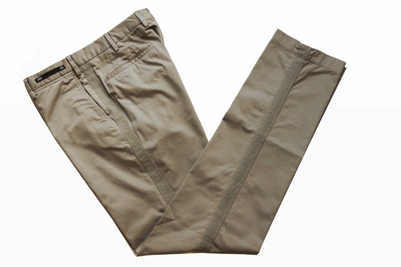 PT01 Trousers: 31/32, Beige with side strip, flat front, cotton