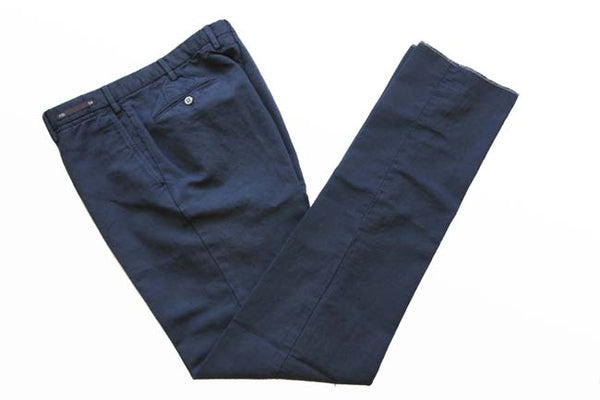 PT01 Trousers: 36/37, Solid navy blue, flat front, cotton/elastane