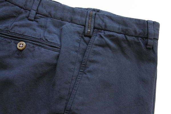 PT01 Trousers: 36/37, Solid navy blue, flat front, cotton/elastane