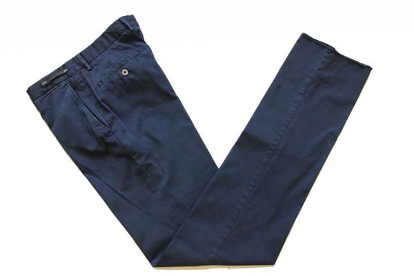 PT01 Trousers: 30, Navy blue, flat front, cotton/elastane