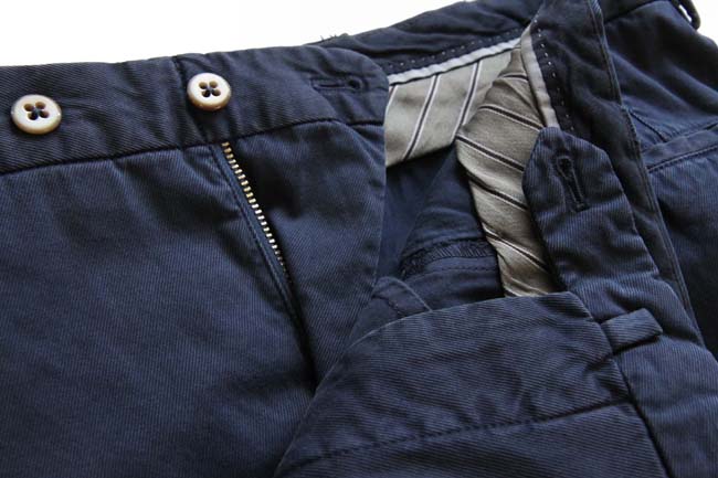 PT01 Trousers: 30, Navy blue, flat front, cotton/elastane