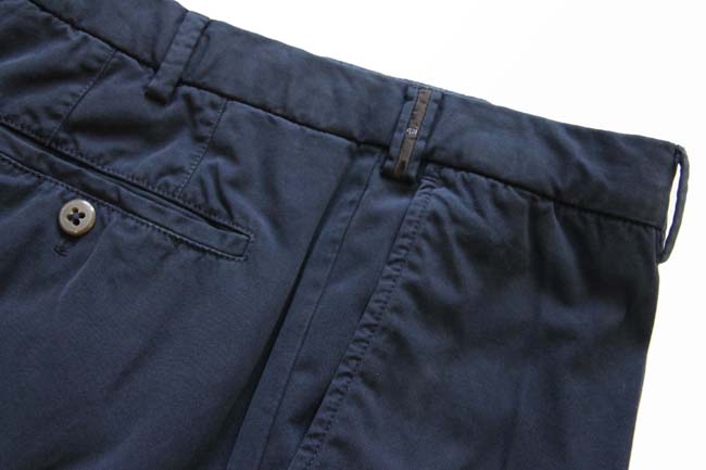 PT01 Trousers: 33/34, Navy blue, flat front, cotton/elastane